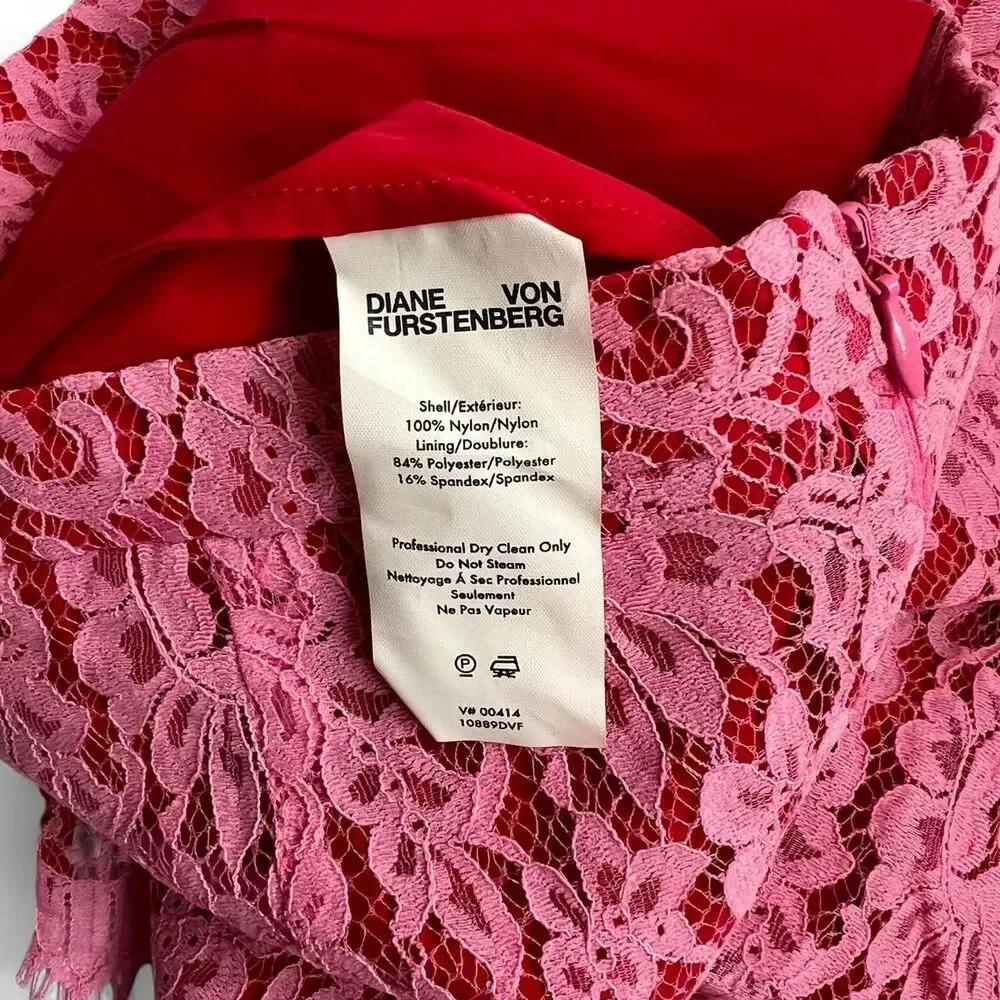 DVF Lace Pink Pencil Skirt